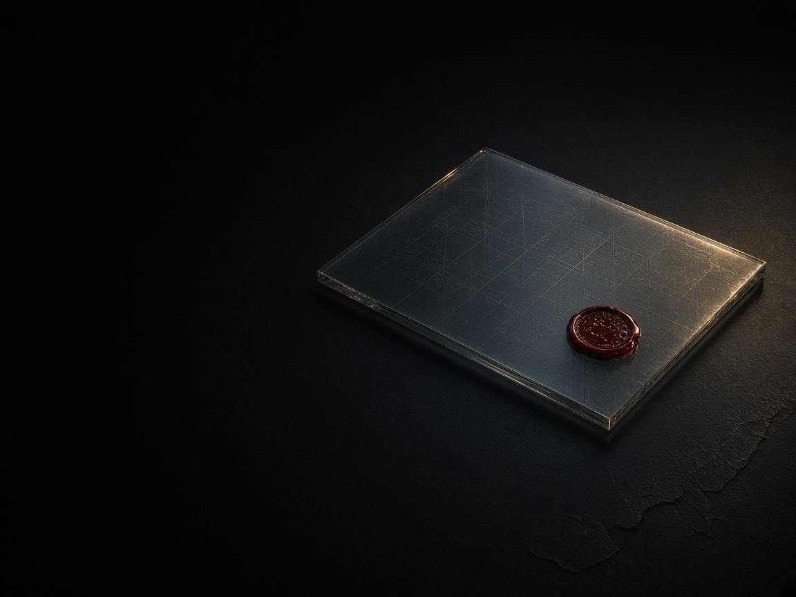 Glass ledger plate with wax seal